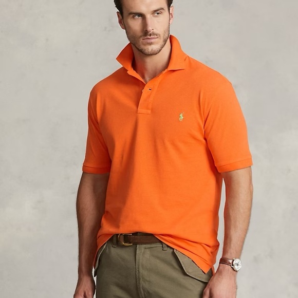 Ralph Lauren Orange Polo Shirt Vibrant Cotton Blend - Picture 1 of 7